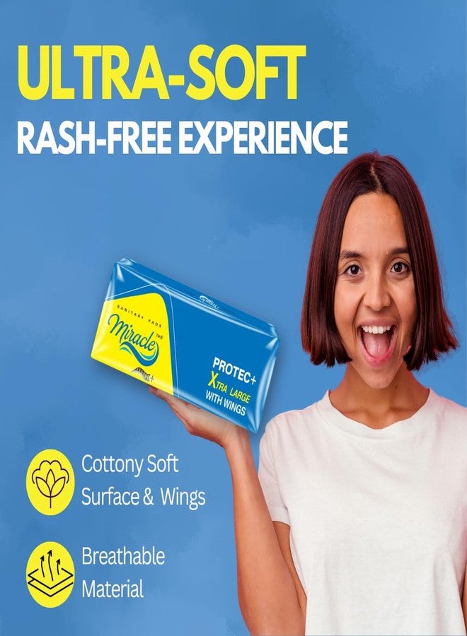 Miracle Protec+ Super Ultra Soft Feel | Leakage Protection | Regular All Day and Night Sanitary pad | XL 280MM | Pack of 4 | 24 Sanitary Pads With Wings - Image 5